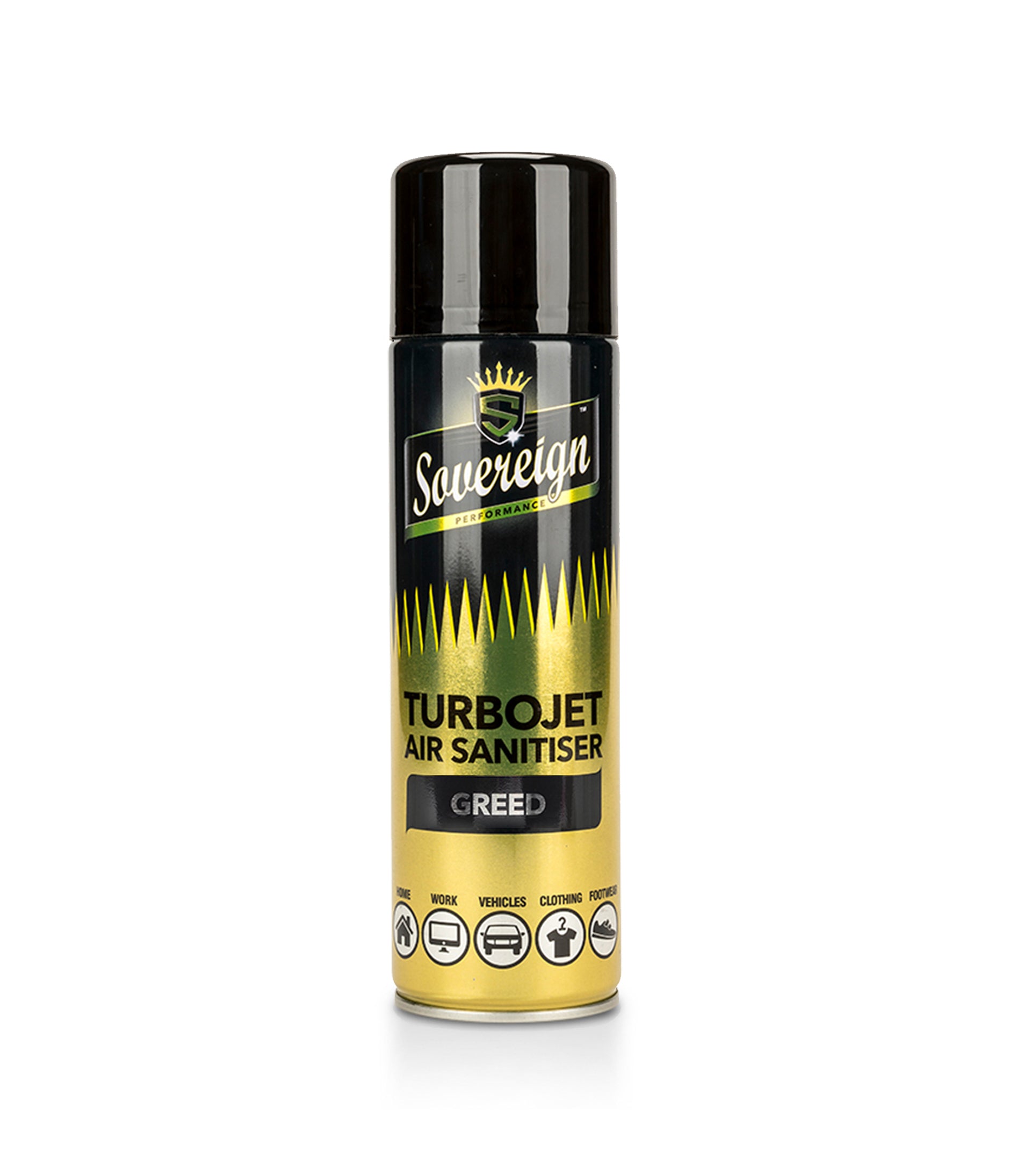 Sovereign Air Freshener Turbojet Blast Sanitiser Spray Car Greed NEW 500ml